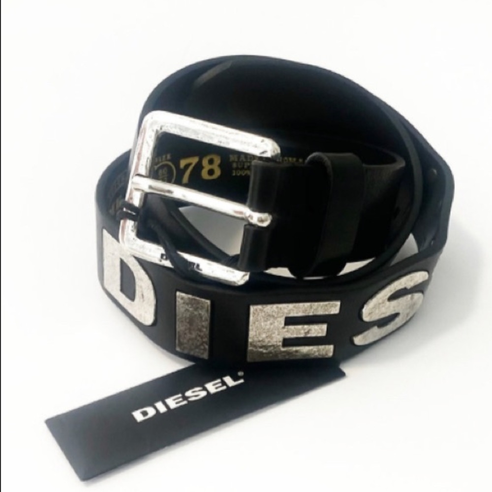 Diesel Signature Logo Cow leather Belt